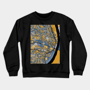 St. Louis Map Pattern in Blue & Gold Crewneck Sweatshirt